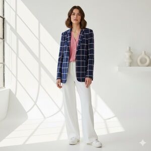 Rag & Bone blue & pink windowpane check blazer – size 2 (XS) NWOT